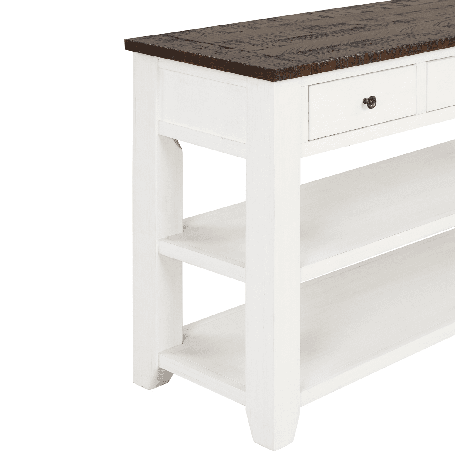 Tcbosik 48" Console Table, Entryway Table with Shelves and 3 Drawers, Sofa Table for Hallway, Foyer, Living Room, Easy Assembly, Antique White