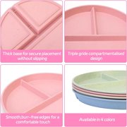 4pcs Divided Dinner Plates Portion Control Plates 3 Compartment Diet Plates, 9 inches