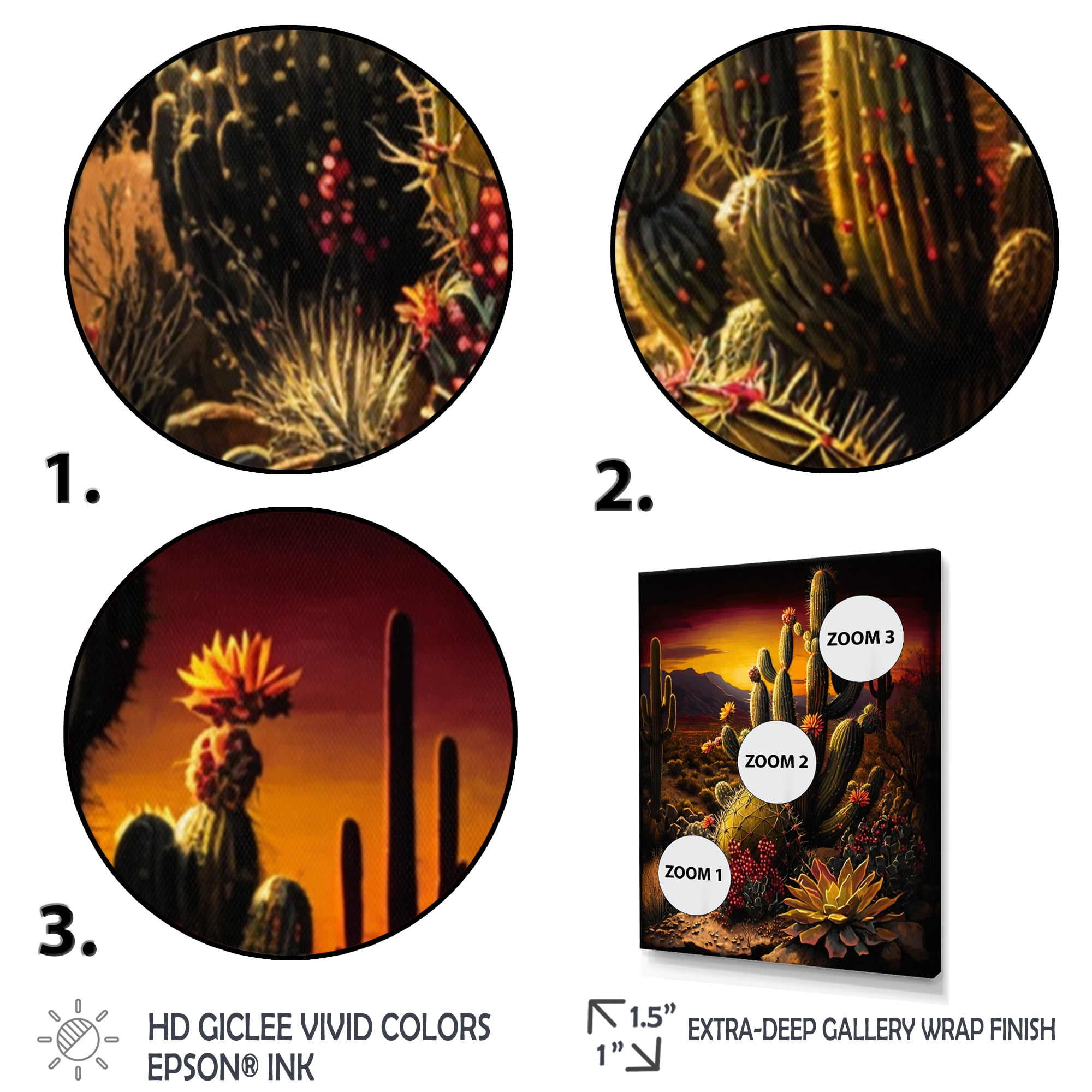Designart Cactus In Desert II Canvas Wall Art