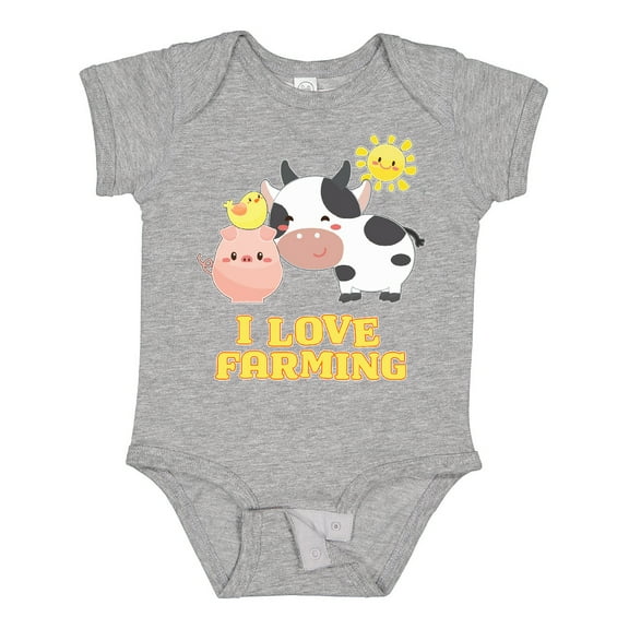 Inktastic I Love Farming- Farm Animals Boys or Girls Baby Bodysuit