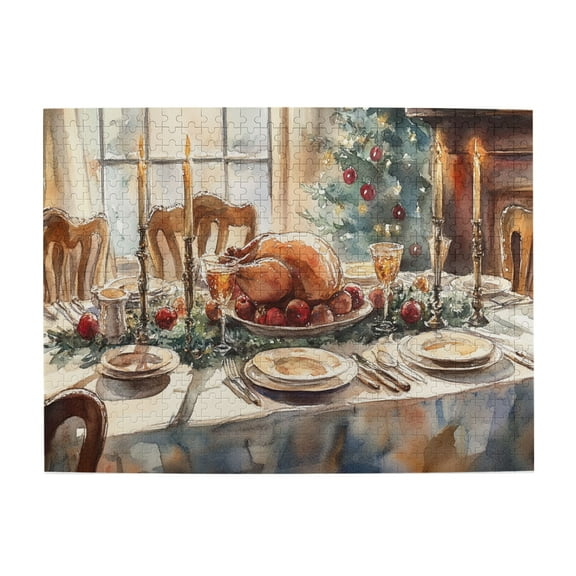 500 PCS Jigsaw Puzzles 500 Pieces Christmas Turkeys Feast,That Come Together As One Holiday Image,Create A Festive Atmosphere,Classic Family Funny Wooden Puzzle,Adult Jigsaw,Relax Yourself