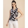 thumbnail image 2 of Moomaya Sleeveless Cowl Neck Printed Satin Top - Women's Elegant Satin Top, 2 of 9