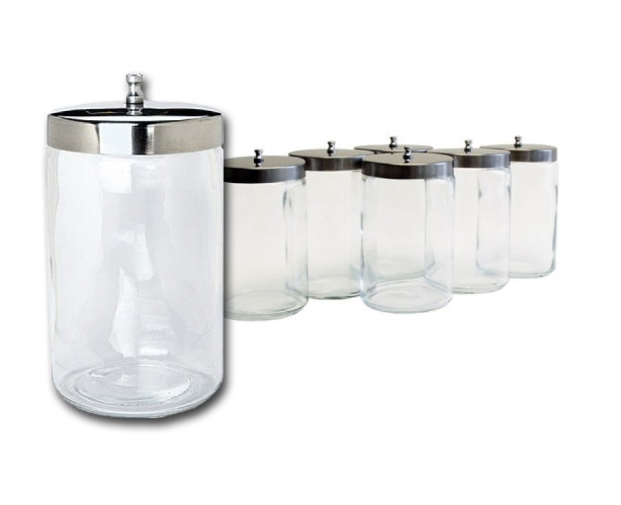 Glass Sundry Jars with Stainless Steel Covers Set of 6