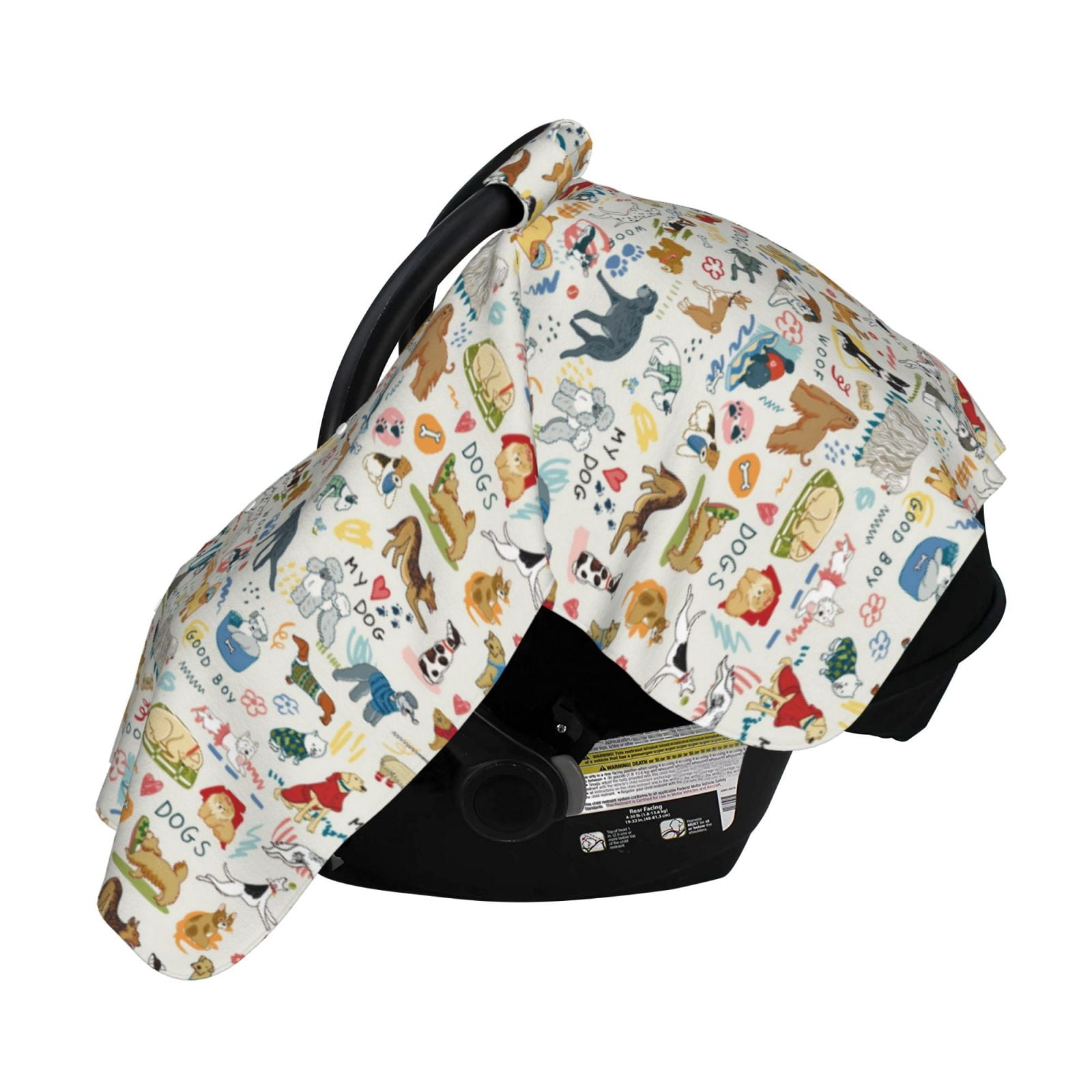 Naloa Dogs Funny Pets Baby Car Seat Cover, Breathable Baby Carrier Cover, Multiuse Baby Carrier Cover & Nursing Breastfeeding Cover