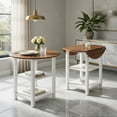 thumbnail image 6 of Demi Bonn 40" Modern Dining Table with 2 Shelves, Kitchen Table for 2-4 People, Folding Round Dinner Table for Home Office, Living Room Furniture, Brown, 6 of 9
