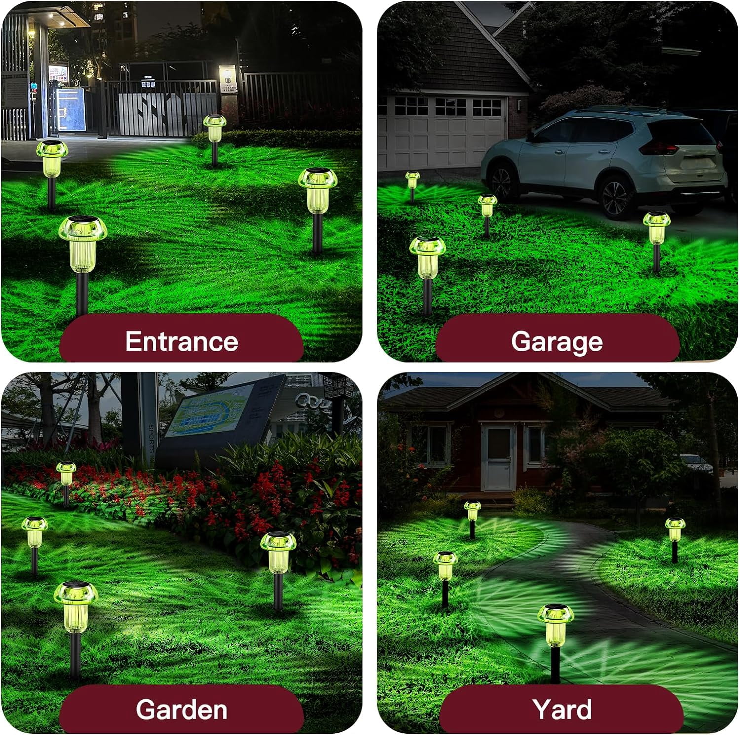Green Solar Lights Outdoor 4 Pack LED Christmas Decorations Mushroom Solar Lights Outdoor Waterproof, Landscape Lighting Garden Stake Lights, Outdoor Solar Lights for Yard, Garden