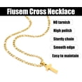 thumbnail image 4 of Gold Plated Cross Necklace for Men, Stainless Steel Mens Cross Necklaces with 3.5mm Figaro Chain, Pendant Chain 16-24 Inches, 4 of 9