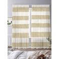 thumbnail image 4 of Cream Striped Semi Sheer Curtains 108 Inch Length 2 Panels Set, Farmhouse Vintage Brown Stripes Sheer Kitchen Curtain Privacy Voile Window Curtain for Living Room Bedroom Rod Pocket Drapes, 4 of 7