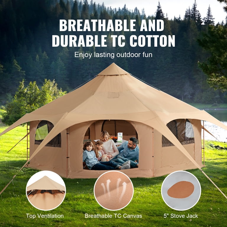 SKYSHALO 4 Seasons Canvas Bell Tent, 5m/16.4ft, Cold Weather