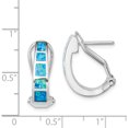 thumbnail image 4 of Sterling Silver Blue Inlay Created Opal Squares Hoop Earrings (19 X 15) Made In China qe9409, 4 of 5
