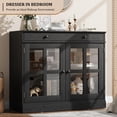 thumbnail image 5 of TEQIN 35.4'' W Accent Small Buffet Cabinet with Storage, Buffet Sideboard with 2 Glass Doors and a Drawer,Small Coffee Bar Cabinet with Adjustable Shelf,Modern Buffet Cabinet for Kitchen Entryway, 5 of 9