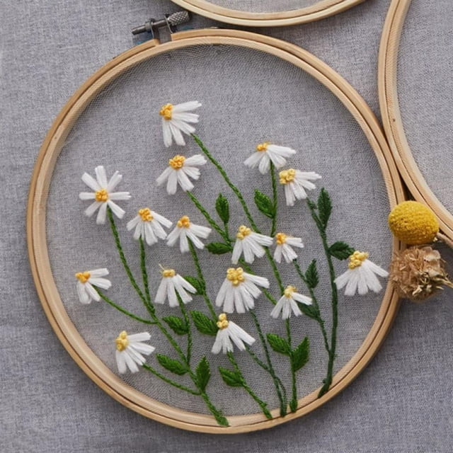 HLONK Dandelion DIY Kit Transparent Embroidery Kit Dandelion Embroidery Pattern for Beginner Needlework Kit Handmade Cross Stitch Sewing Art Home Decor Hand Embroidery Kits