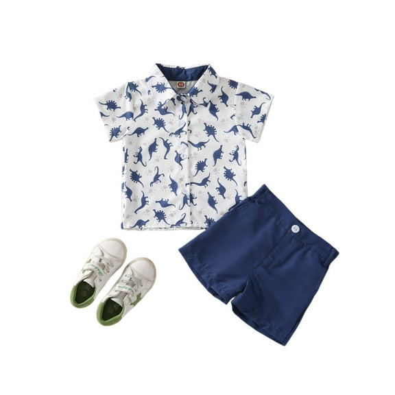 Xudanell Toddler Baby Hawaiian Outfit Boy Short Sleeve Button Down Print Shirt Shorts Set 2t 3t 4t 5t 6t Boys Vacation Suits Summer Clothes Kid Boy Clothes 2-3 Years