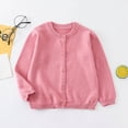 thumbnail image 2 of UAYOTSE Girls Cardigan Girl's Crewneck Lightweight Button-up Cardigan Cotton Knit Sweater Casual Cute Outerwear(12-18 Months,I257-Pink), 2 of 6