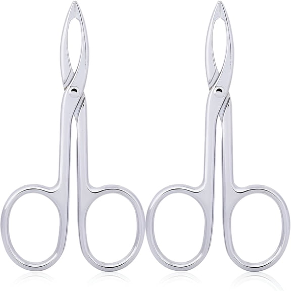 EXLEAF 2 Pieces Tweezers with Scissor Handle and Slant Tip for Eyebrow Care and Facial