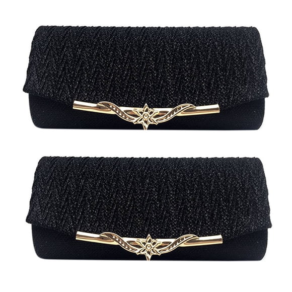 2X Bolso de Noche para Las Mujeres Bolsa de Purpurina Banquete Fiesta para Mujeres Chicas Boda Garras Bolso Cadena Bolsa de Hombro (Negro)