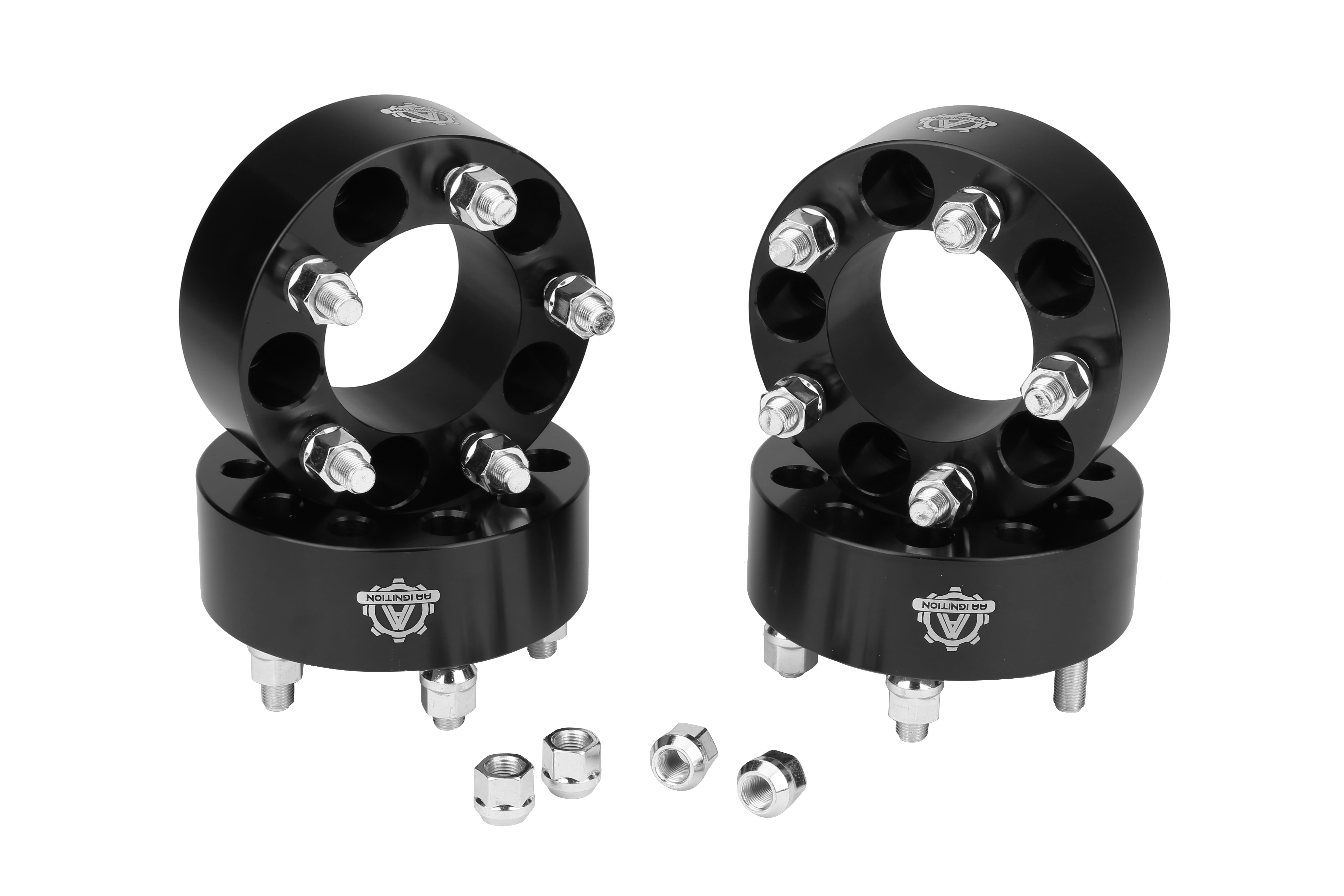 Wheel Spacer Set of 4 Black - 5 Lug  Bolt Pattern  Lug  Centric  Bore - 2 Inches Thick - Compatible with Jeep and Ford  Vehicles - Wrangler YJ,