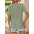 thumbnail image 5 of Eytino Womens Workout Tops Waffle Knit T Shirts Casual Crew Neck Hollow Out Tee Shirts Raglan Short Sleeve Summer Basic Tees S-2XL Green, 5 of 7