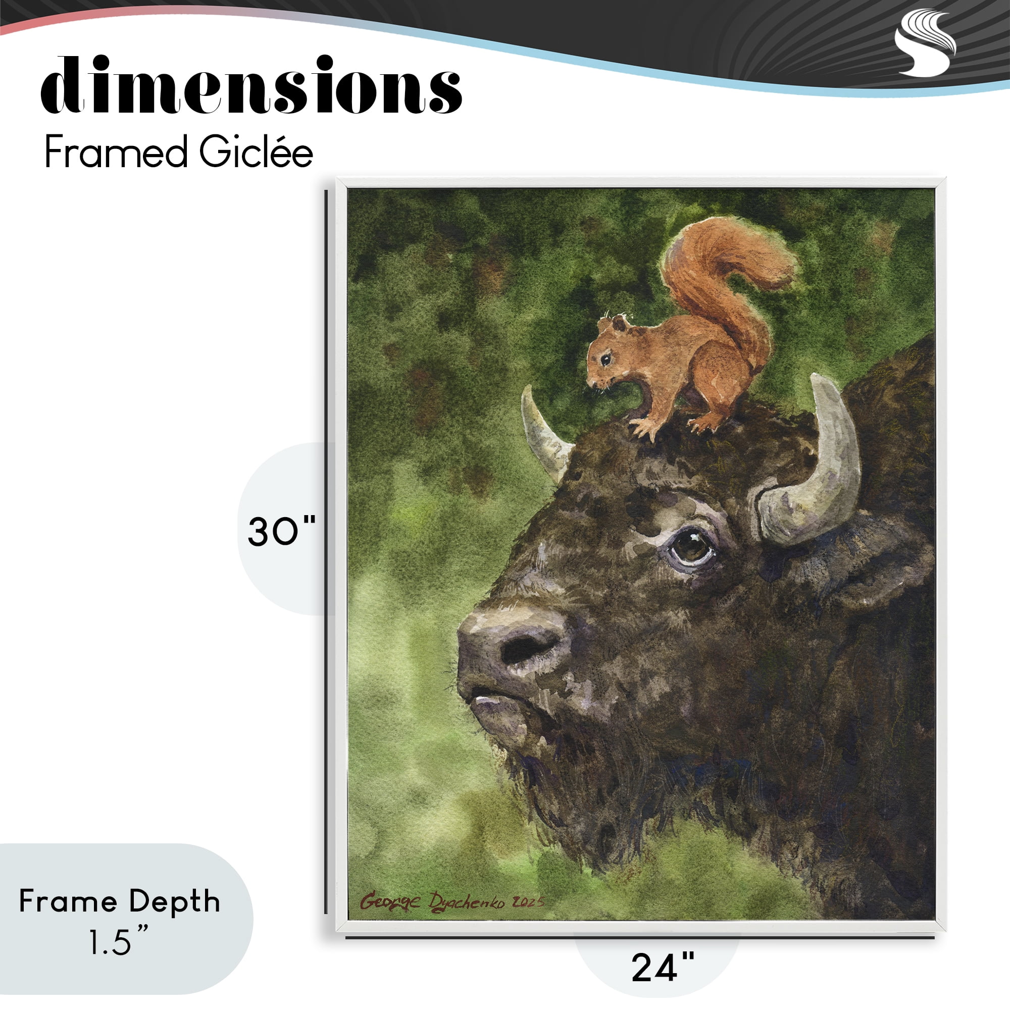 Stupell Industries Bison & Squirrel Duo White Framed Giclee Art, design by George Dyachenko