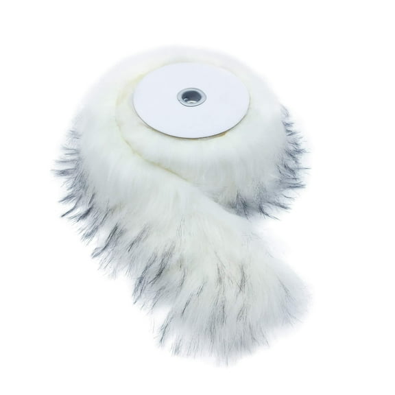 Furryvalley Faux Fur Trim Fur Ribbon Craft Furry Stripe for Slippers Slides Fringe 2 Yards (White)
