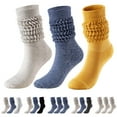 thumbnail image 4 of Yellow 3 Pc Womens Scrunch Ankle Socks Soft Stretchy Socks Multi-Way Wear For Yoga Exercise 7.28 Inch Foot Length 15.75 Inch Tube Length Free Size, 4 of 4
