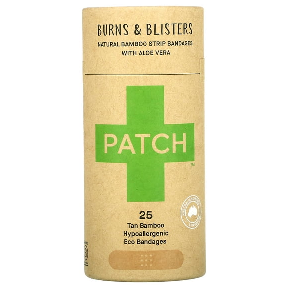 Patch, Bandages en Bambou Naturel avec Aloe Vera, Brûlures et Cloques, Bronzage, 25 Bandages Éco