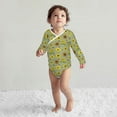 thumbnail image 4 of Xecao Sage Green With Sunflowers Print Baby unisex-baby Cotton Long-sleeve Bodysuits-3 Months, 4 of 6