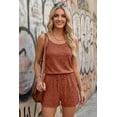 thumbnail image 2 of Ekouaer Rompers for Women Summer Casual 2026 Sleeveless Scoop Neck Ribbed Adjustable Shorts Jumpsuit with Pockets, 2 of 6