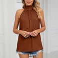 thumbnail image 4 of Camiseta sin mangas de color puro para mujer, camiseta sin mangas con cuello alto y lazo de color puro para mujer, camiseta sin mangas con tirantes y cuello halter, funcionamiento suave, 4 of 7