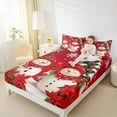 thumbnail image 4 of jejeloiu Lovely Xmas Snowman Full Size Sheets,Amerry Christmas Bed Sheets,Red Leaves Sheet Sets For Girl Teens,Breathable Home Decor,4-Piece, 4 of 7