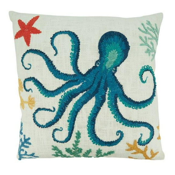 Saro Lifestyle Octopus Design Poly Filled Throw Pillow