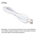 thumbnail image 3 of Uxcell Phone Extension Cord 3.28FT Telephone Cable Phone Line Cord RJ11 6P6C Plugs White 2pcs, 3 of 5