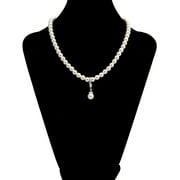 Believe by Brilliance Womens Simulated Pearl Necklace Set in Fine Silver Plated Brass