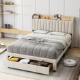 thumbnail image 2 of GloryStar Upholstered Bed Frame with Storage Headboard,Platform Bed Frame with Storage Drawers, Charging Station，Noise-Free, No Box Spring Needed, Easy Assembly, 2 of 8