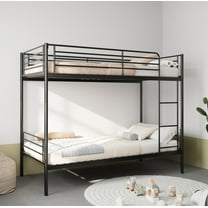 Jopath Twin over Twin Bunk Bed,Metal Bed Frame with Ladder and High Guardrail,Noise Free,Black