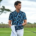 thumbnail image 2 of Kdxio Blue Butterfly Print Men's Short Sleeve Polo Shirt,Midweight Men's Shirt, 2 of 6