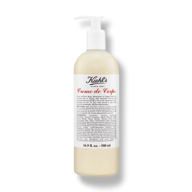 Kiehl’s Creme de Corps - Crema Corporal Hidratante, Para una Piel Suave y Tersa. Fórmula Nutritiva con Escualano, Manteca de Cacao y Karité, Textura Ligera de R&aac