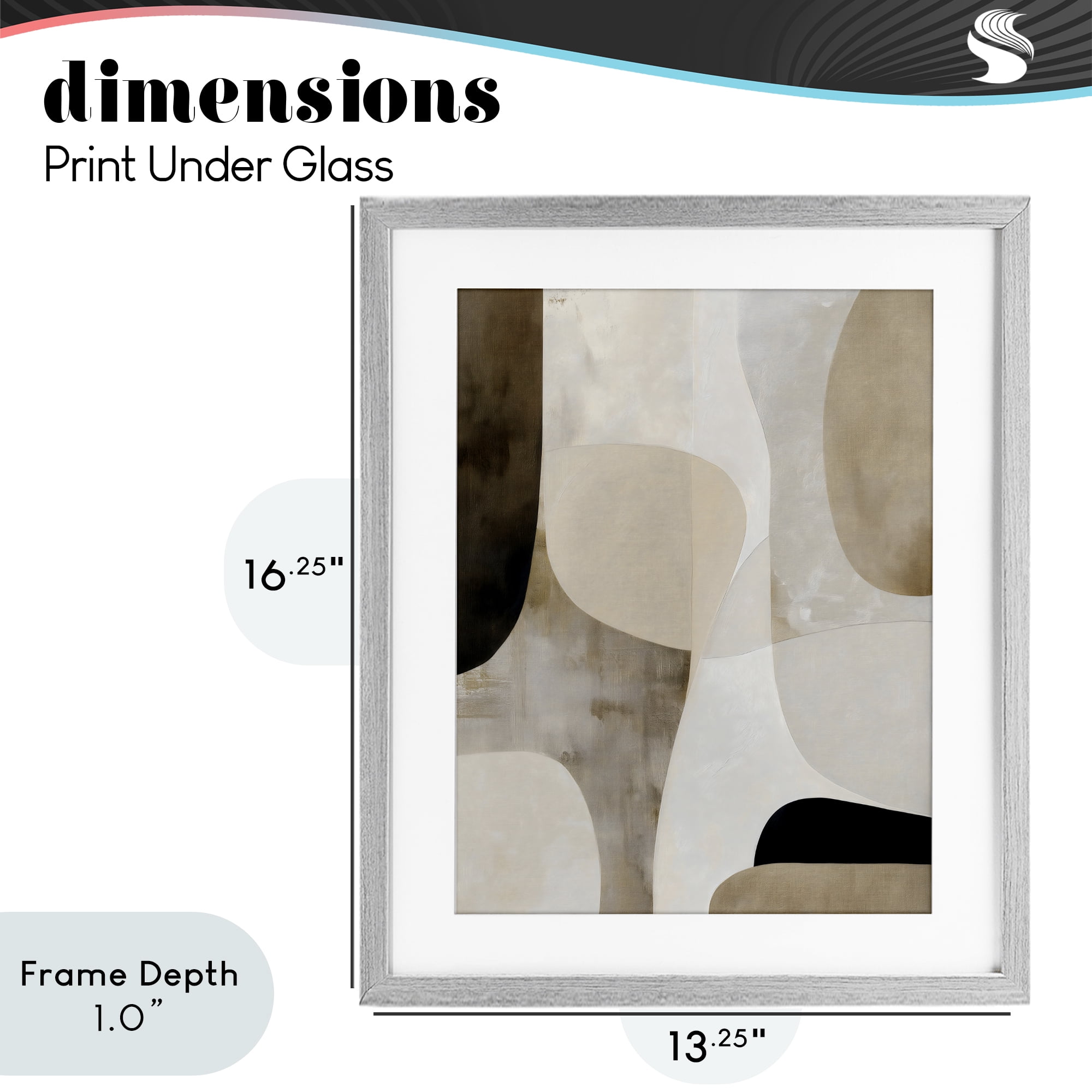 Stupell Industries Tan Shapes Organic Balance Gray Framed Print Under Glass, design by Ink Drop Loft