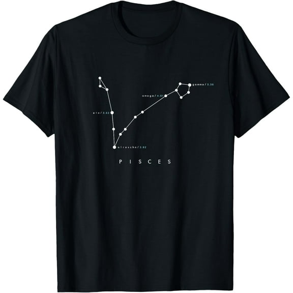 Pisces Constellation T-Shirt - Zodiac Star Astronomy men and women can wear, black, white, gifts.