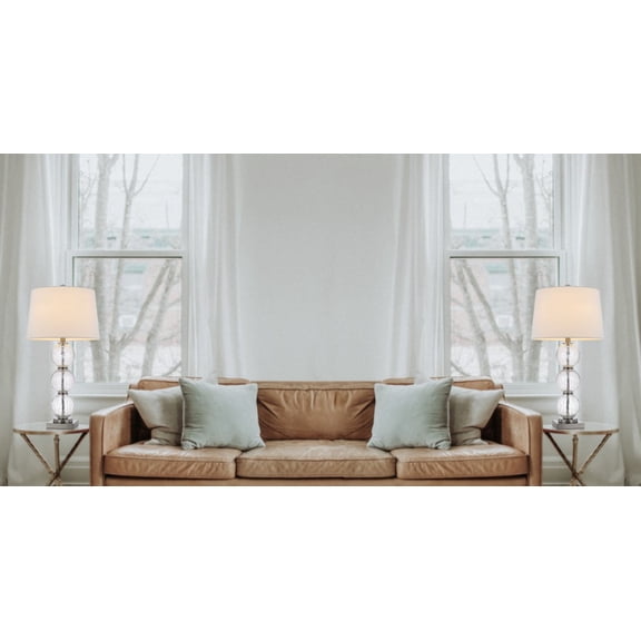 Cal Lighting Crosset Glass & Fabric Table Lamps in Clear/White (Set of 2)