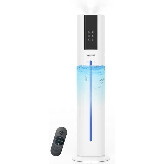 HUMSURE Humidifier Suitable for Large Room, 2.4gal/9L Bedroom Silent Humidifier, 3-Speed Ultrasonic Cool Mist Humidifier, Timer, Aromatherapy Cotton, Remote Control, Sleep Mode, White