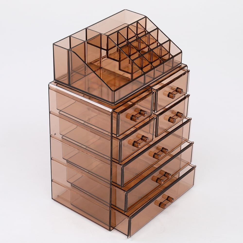 Private Jungle Makeup Organizer Acrylic Cosmetic Storage Drawers and Jewelry Display Box,7 Large Drawers,Brown Private Jungle Makeup Organizer Acrylic Cosmetic Storage Drawers and Jewelry Display Box,7 Large Drawers,Brown