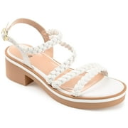 Journee Collection Women's Taralie Sandal Heeled, White, 7.5