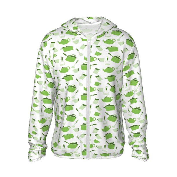 Fotbe Kitchen Utensiles Cooking Pots Chaqueta con Protección Solar UPF 50+ para Hombre y Mujer, Camisa con Capucha y Bolsillos-Small