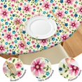 thumbnail image 4 of Lightgreen Daisy Flower Pink Blooms Pattern Round Fitted Tablecloth with Elastic Edge,Dining Table Cover Waterproof,Outdoor Round Tablecloth for Camping,Dining,Indoor and Outdoor, 4 of 7