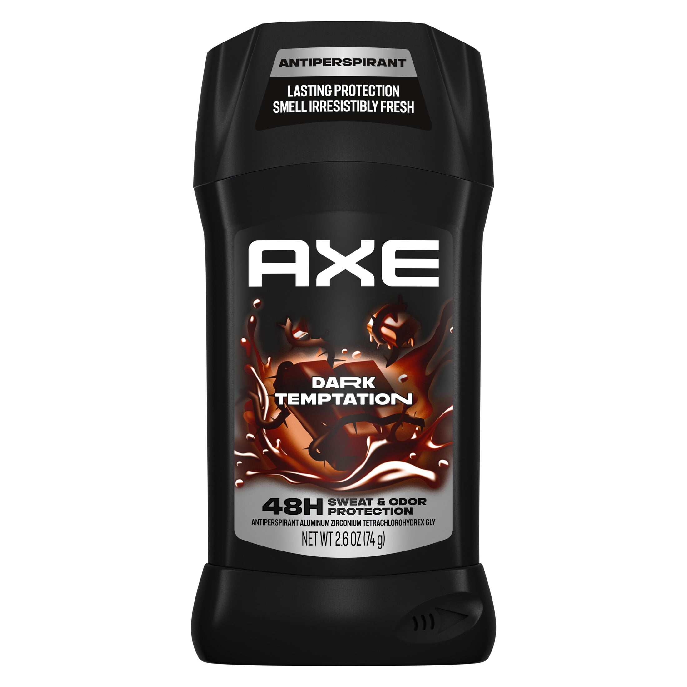 (3 pack) AXE Antiperspirant Stick For Men 48 Hour Sweat And Odor Protection For Long Lasting Freshness Dark Temptation Smooth Dark Chocolate Scent Men's Deodorant, 2.6 oz