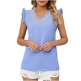 thumbnail image 6 of Mrat Lightweight Camisoles Women's Fashion V-Neck Easter Solid Color Loose Tops Blouse Sleeveless Looseting Tank Tops for Women S-406 Light Blue S, 6 of 9