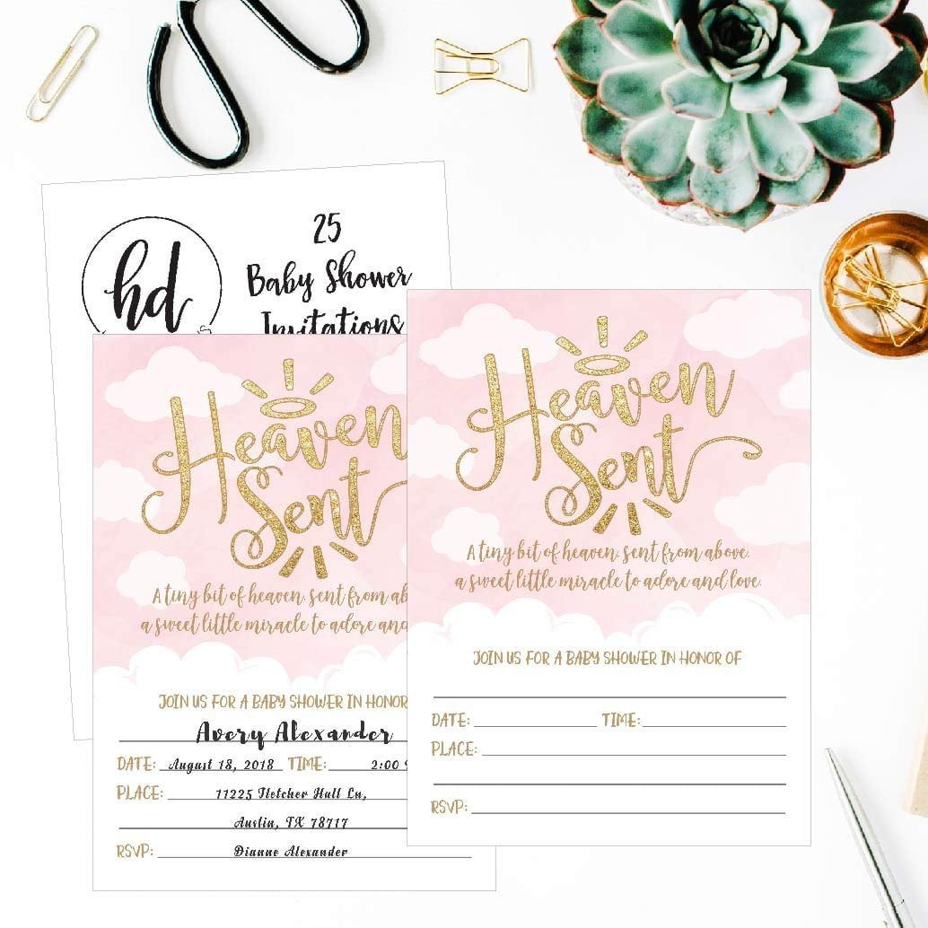 free heaven sent baby shower invitations