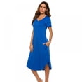 thumbnail image 1 of Pyjamas pour Femmes Robe Col en V Manches Courtes Grande Taille Robe de Nuit Décontractée S-TTG, 1 of 6