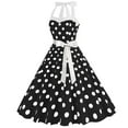 thumbnail image 4 of YYUIJK Vintage Women 1950s Rockabilly Swing Dress Pinup 50s Retro Hepburn Style Halterneck A-Line Dresses Black XL, 4 of 5